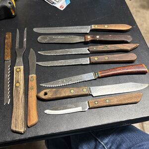 vintage kitchen knives lot used